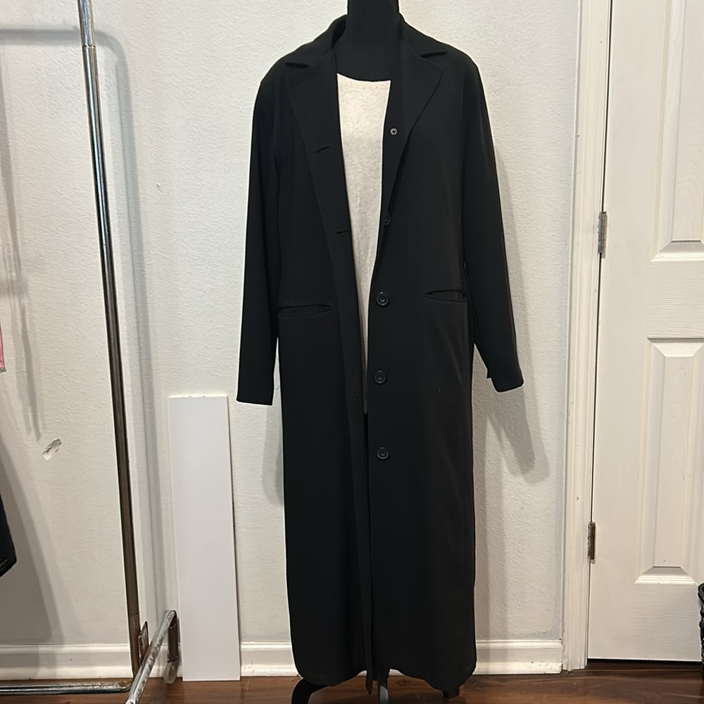 London Fog Black Trench Coat w/Removable Inner Liner Sz 8 reg (see notes)